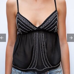 Subdued Black Embroidered Women's Top from Italy
